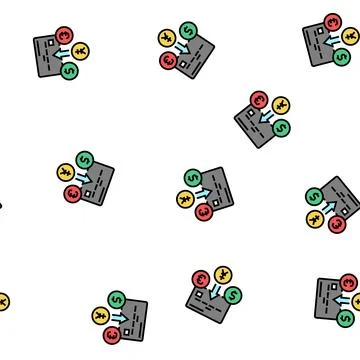 Currency card vector seamless pattern Stock Illustration