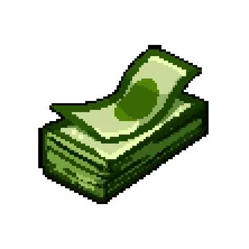 Currency cash stack pixel art vector illustration Stock Illustration