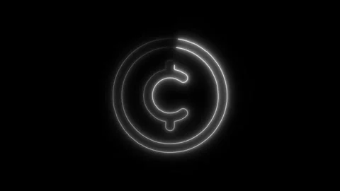 Currency Cent Outline Icon in HD Video Neon Animation Stock Footage 304553006