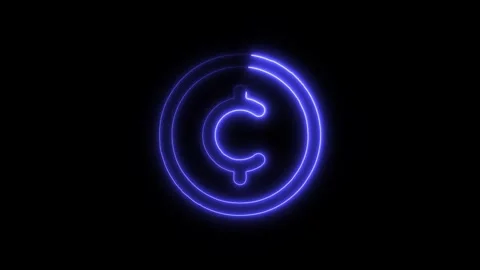 Currency Cent Outline Icon in HD Video Neon Animation Stock-Footage 304553007