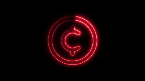 Currency Cent Outline Icon in HD Video Neon Animation Stock-Footage 304553009