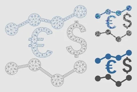 Currency Charts Vector Mesh Network Model and Triangle Mosaic Icon 库存插图