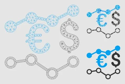 Currency Charts Vector Mesh Wire Frame Model and Triangle Mosaic Icon イラスト素材