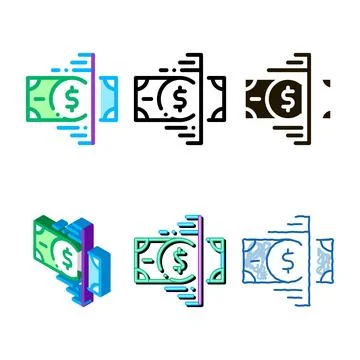 Currency checking range tape icon vector outline Illustrazione stock