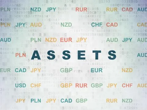 Currency concept: Assets on Digital Data Paper background Stock Illustration