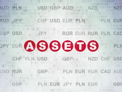 Currency concept: Assets on Digital Data Paper background Stock Illustration