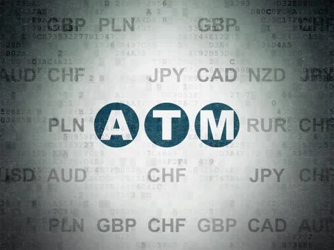 Currency concept: ATM on Digital Data Paper background Stock Illustration