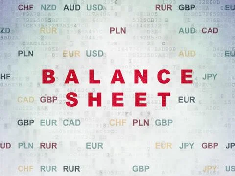 Currency concept: Balance Sheet on Digital Data Paper background Illustrazione stock