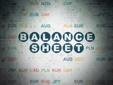 Currency concept: Balance Sheet on Digital Data Paper background Illustrazione stock
