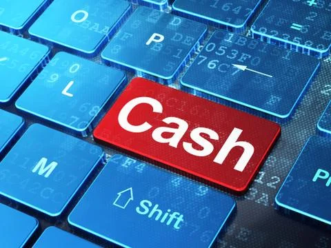 Currency concept: Cash on computer keyboard background 스톡 일러스트