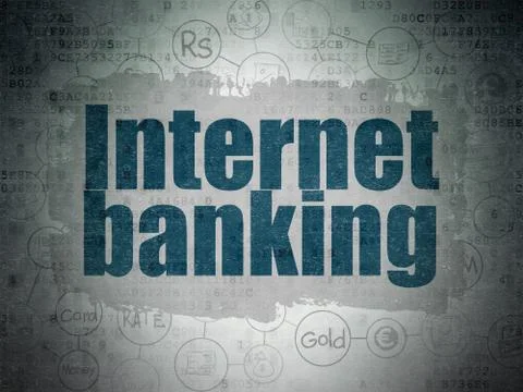 Currency concept: Internet Banking on Digital Data Paper background Stock Illustration