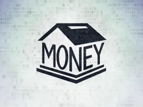 Currency concept: Money Box on Digital Paper background 库存插图
