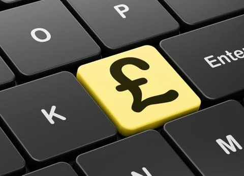 Currency concept: Pound on computer keyboard background Ilustração Stock