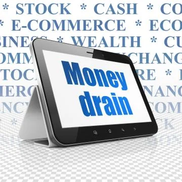 Currency concept: Tablet Computer with Money Drain on display Ilustração Stock