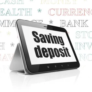Currency concept: Tablet Computer with Saving Deposit on display Stock Illustration