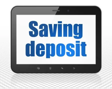 Currency concept: Tablet Pc Computer with Saving Deposit on display Stock Illustration