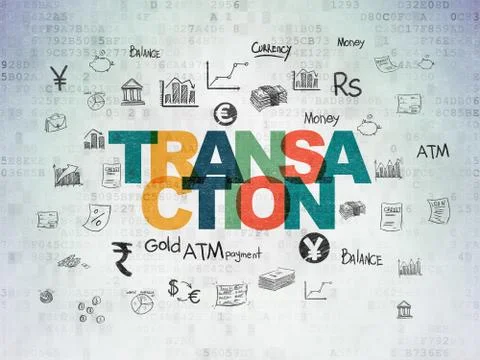 Currency concept: Transaction on Digital Data Paper background 스톡 일러스트