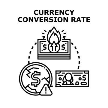Currency conversion rate concept with financial risk and growth Stock Illustration