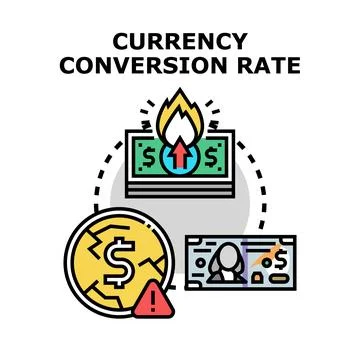Currency conversion rate concept with financial risk and growth Stock Illustration