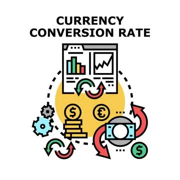 Currency conversion rate exchanging money financial analytics Stock Illustration