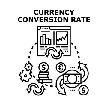 Currency conversion rate exchanging money financial analytics Stock Illustration
