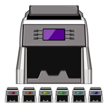 Currency counter machine cartoon vector graphic Stock Illustration