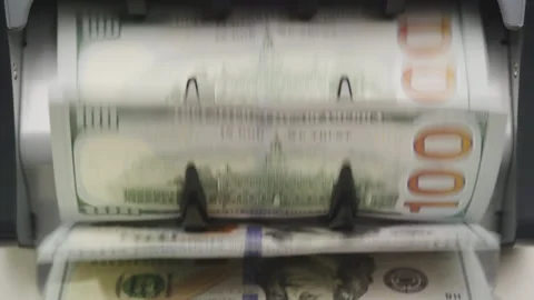 Currency Counter Machine Processing US Dollar Bills 動画素材 263022996