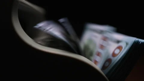 Currency Counting Machine Counting Dollar Banknotes. Banking and Commercial Stock Footage 196269654
