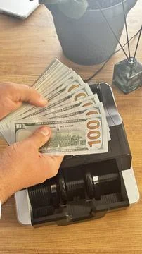 Currency counting machine Stock Photos