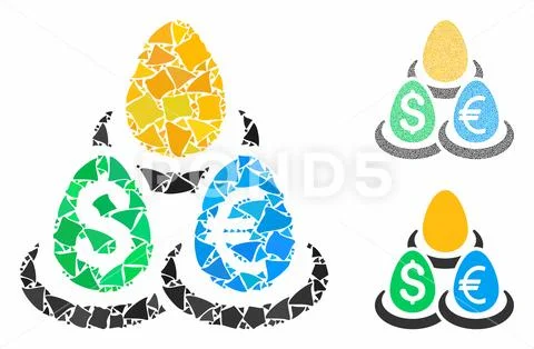 Currency deposit diversification Mosaic Icon of Humpy Parts Stock Illustration