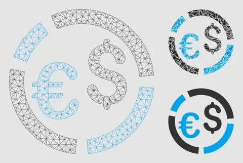 Currency Diagram Vector Mesh Network Model and Triangle Mosaic Icon Stock Illustration