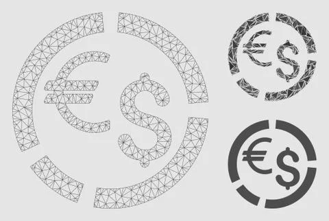 Currency Diagram Vector Mesh Network Model and Triangle Mosaic Icon Illustrazione stock