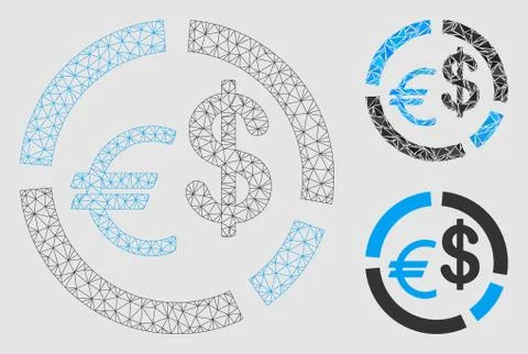 Currency Diagram Vector Mesh Wire Frame Model and Triangle Mosaic Icon イラスト素材