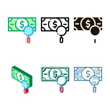 Currency difference search forms icon vector outline Stock Illustration