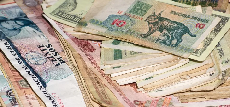 Currency of the different countries of the world Stock Photos