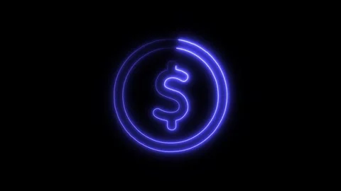 Currency Dollar Outline Icon in HD Video Neon Animation 库存影片 304553133