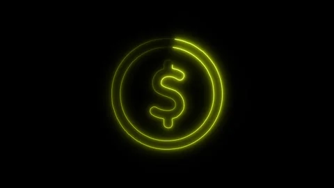 Currency Dollar Outline Icon in HD Video Neon Animation 库存影片 304553136