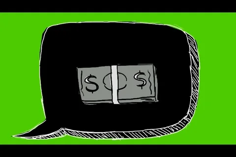 Currency Dollar Stack - Hand-Drawn Animation - speech bubble black Stock Footage 98502354