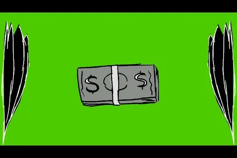 Currency Dollar Stack - Hand-Drawn Animation - leaves black Stock Footage 98502830