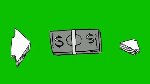 Currency Dollar Stack - Hand-Drawn Animation - spinning arrow white Stock Footage 98550746