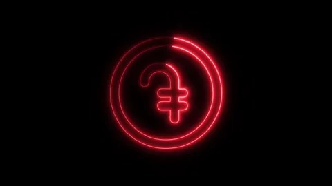 Currency Dram Outline Icon in HD Video Neon Animation Stock Footage 304553090