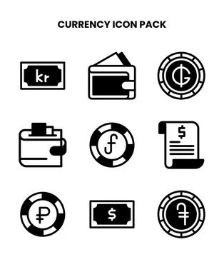 Currency DuoTone Bundle Icons Pack Stock Illustration