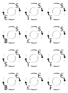 Currency exchange and conversion icons of set Stock Illustration