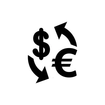 Currency exchange arrows remote work global finance icon Stock Illustration