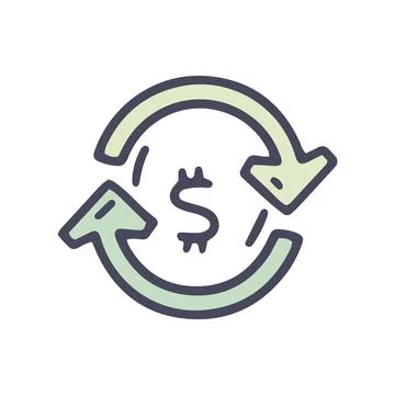 Currency exchange color vector doodle simple icon Stock Illustration