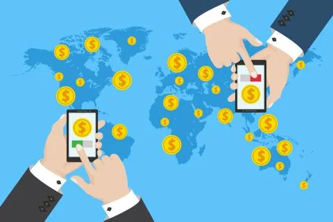 Currency exchange concept. Vector illustration in flat design. Stock Illustration