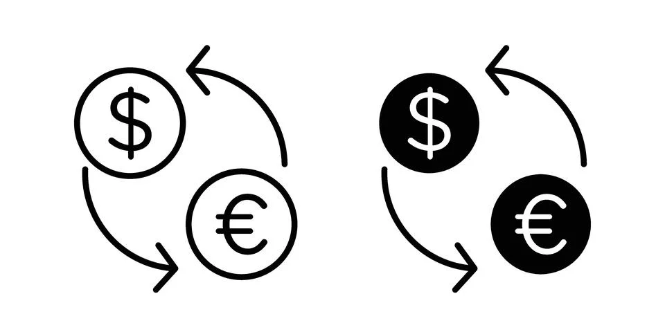 Currency exchange icon bundle for website design projects Stock Illustration