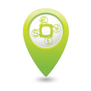 Currency exchange icon green pointer Stock Illustration