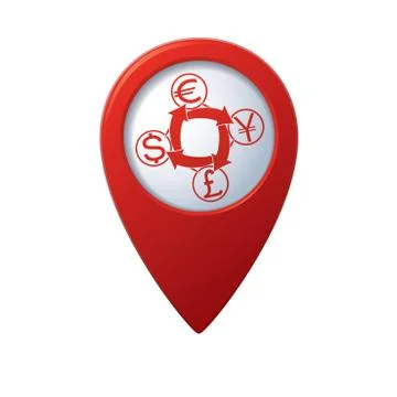 Currency exchange icon red pointer Stock Illustration