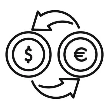 Currency exchange icon showing converting dollar to euro Stock Illustration